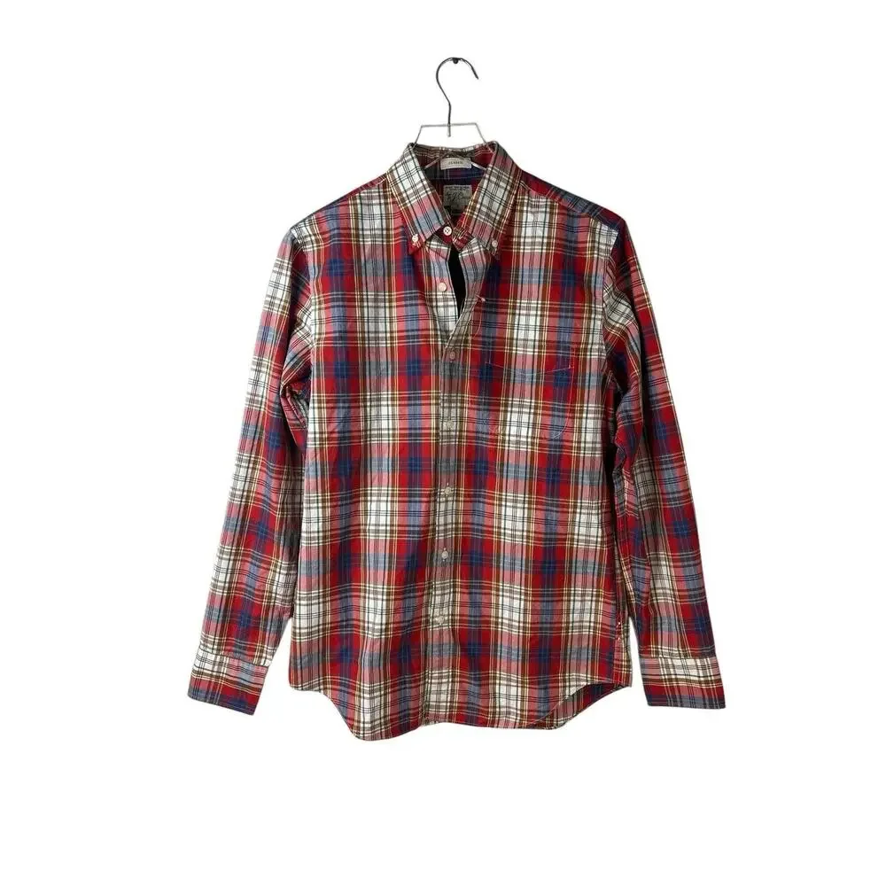NWT J Crew Plaid Slim Secret Wash Cotton Poplin Shirt Size Small Preppy Academia